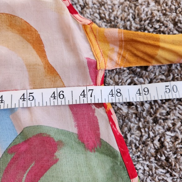 FARM Rio Cover Up Wrap Dress Women's Size M Multicolor Mixed Fruits Ocean Resort - Picture 15 of 16